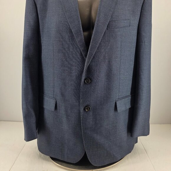 RALPH LAUREN Mens 50 Long Silk Wool Sport Coat Jacket Blazer Blue Plaid - Picture 5 of 12